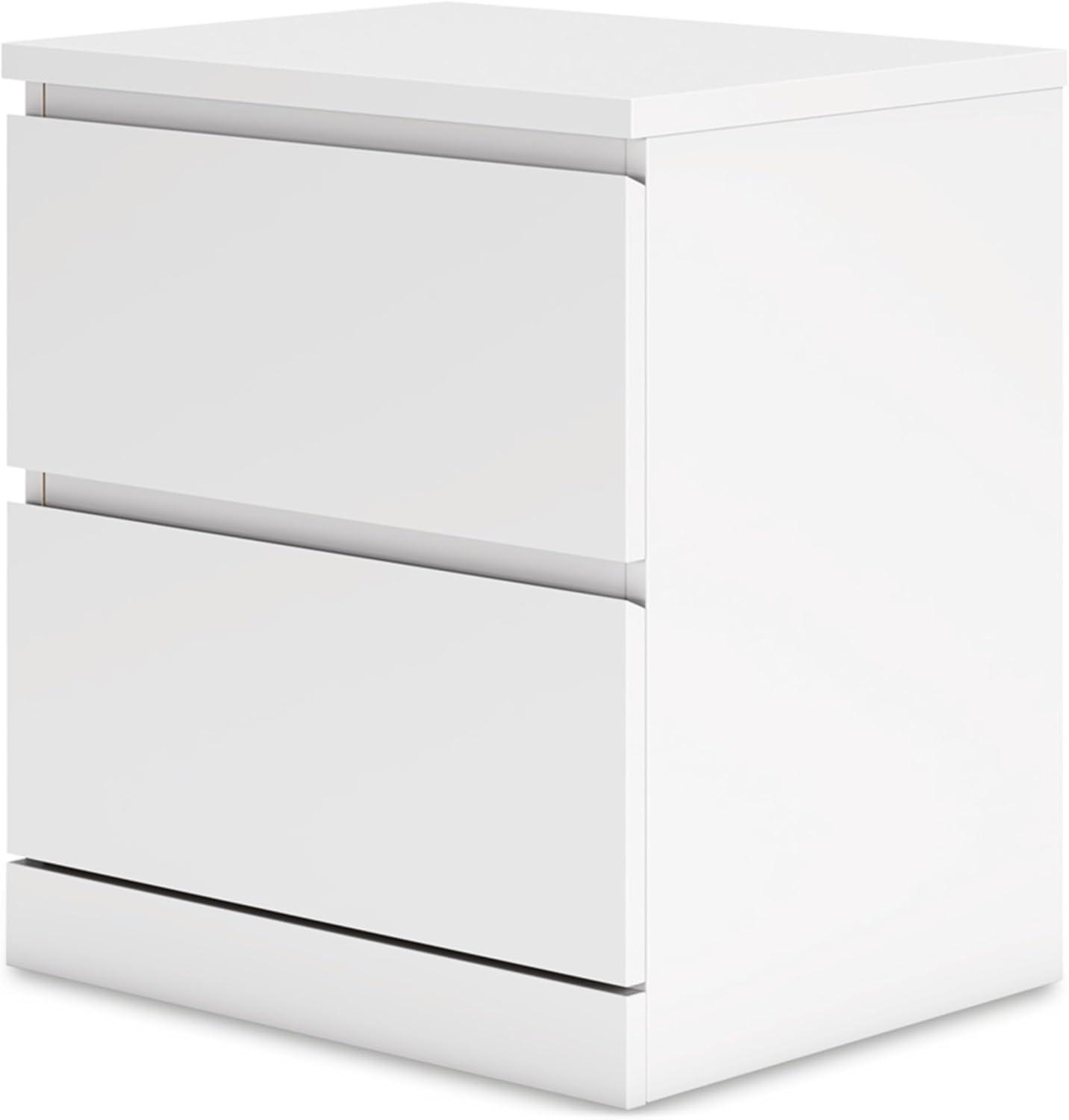 White Modern 2-Drawer Nightstand with Sleek Design