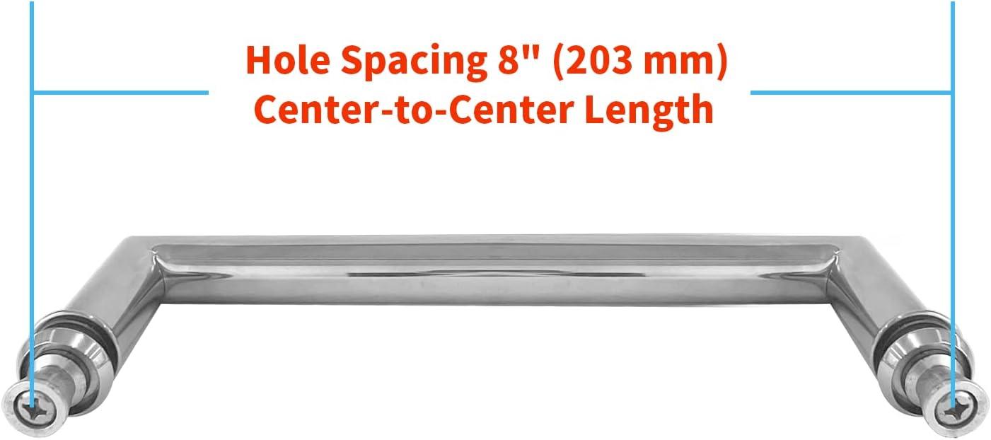 CKB 8" Shower Door Handle, Stainless Steel Shower Door Pull Compatible with 1/3" to 1/2" Glass Thickness, Back to Back Glass Door Handle with Polished Steel