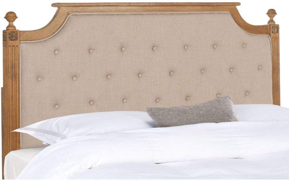 Beige Tufted Linen Upholstered Full Headboard