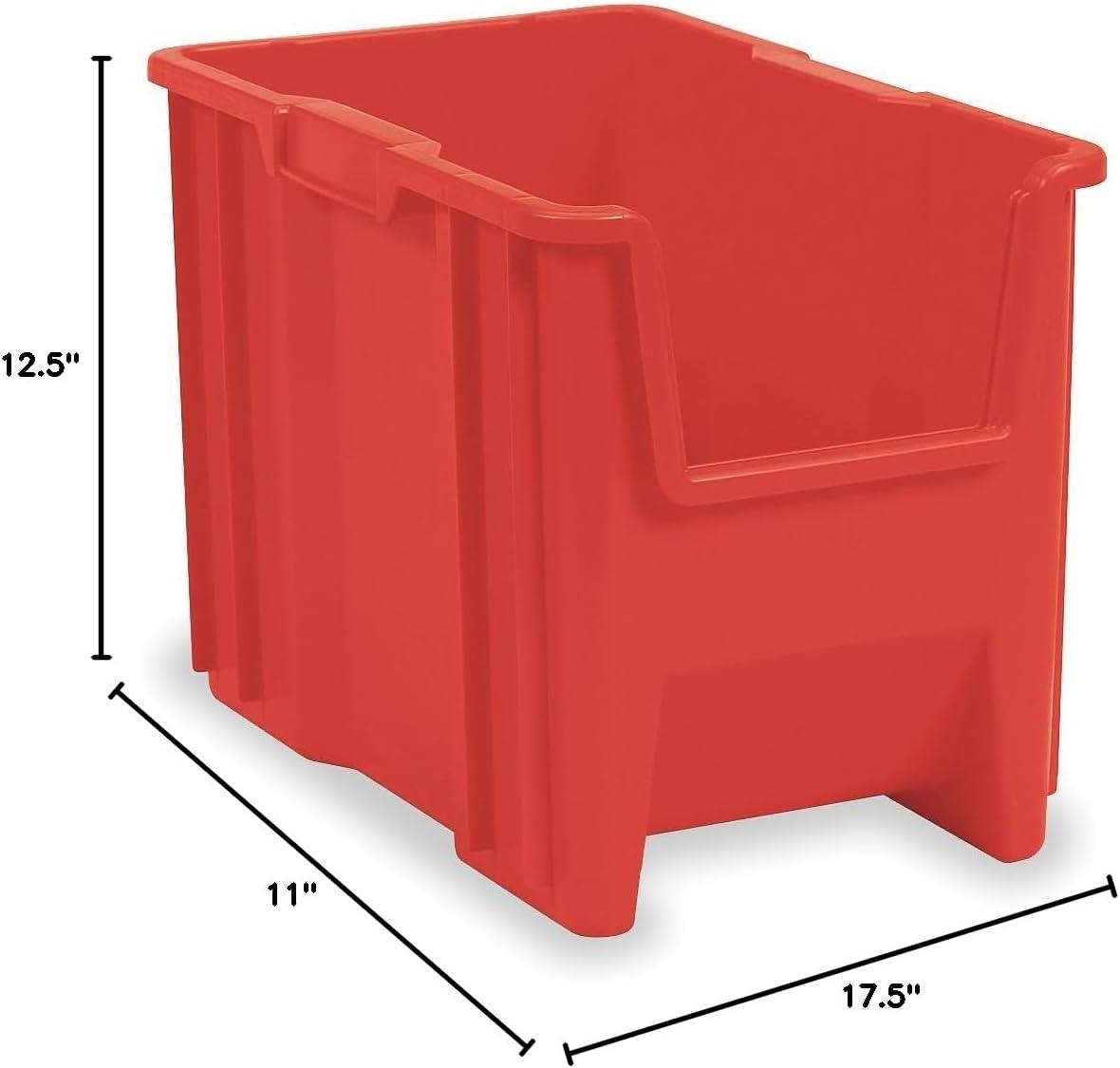 Red Heavy Duty Stackable Plastic Storage Bin