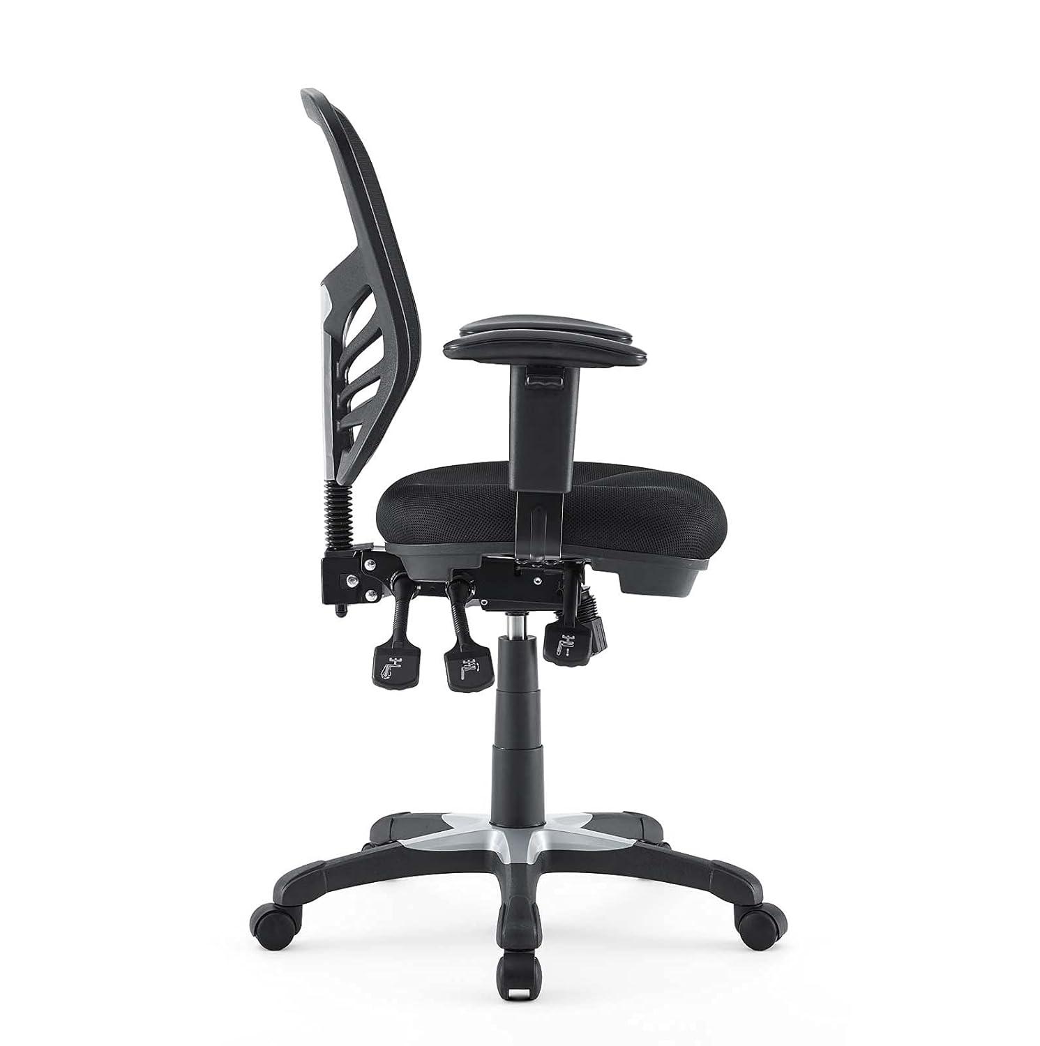 Articulate Mesh Office Chair Midnight Black - Modway: Ergonomic, Adjustable Arms, Swivel Desk Chair