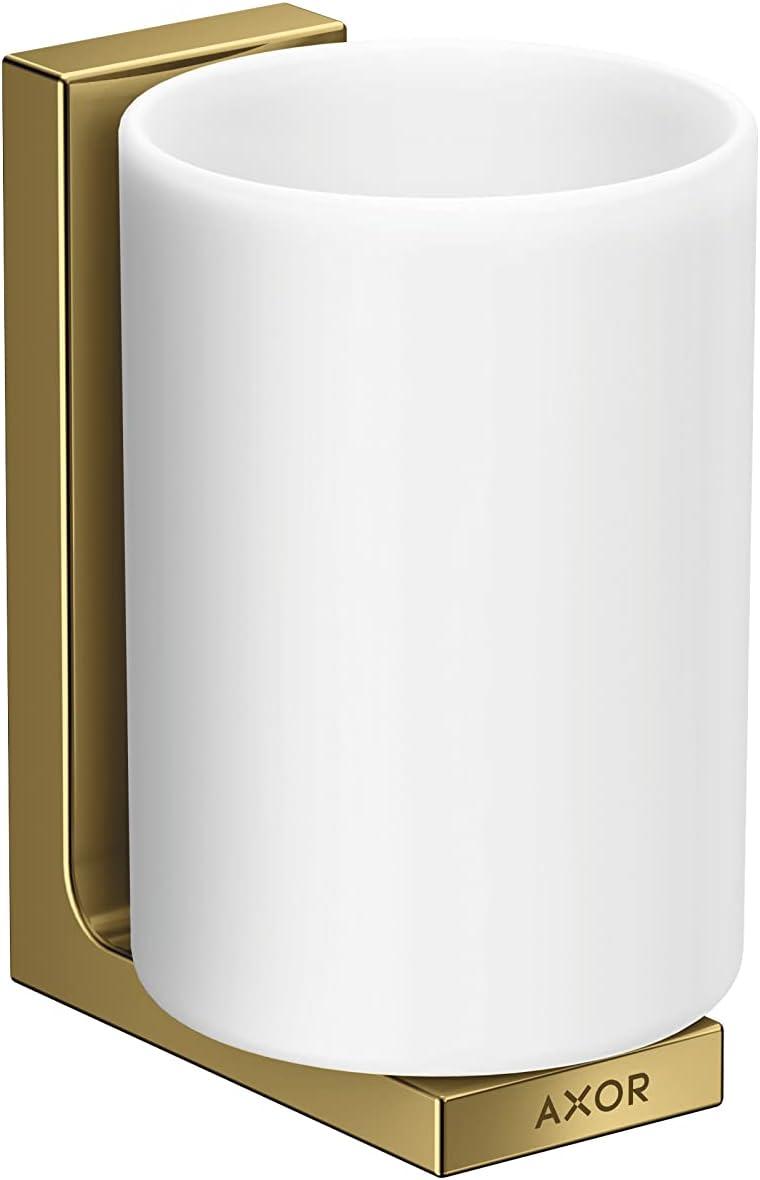 Polished Gold Optic Rectangular Glass Toothbrush Tumbler