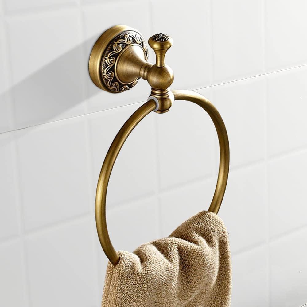 Leyden Polished Gold Towel Ring, Bathroom Hand Towel Holder Wall Mounted Gold Towel Rack Round