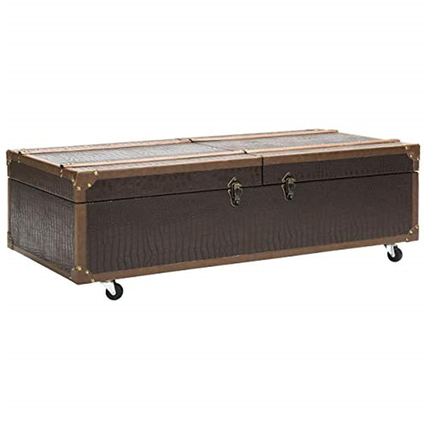SAFAVIEH Zoe Modern Animal Print Storage Coffee Table with Wine Rack, Brown
