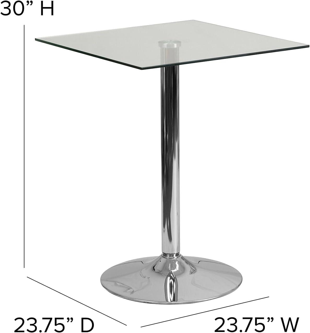 Flash Furniture Fredrick 23.75'' Square Glass Table with 30''H Chrome Base