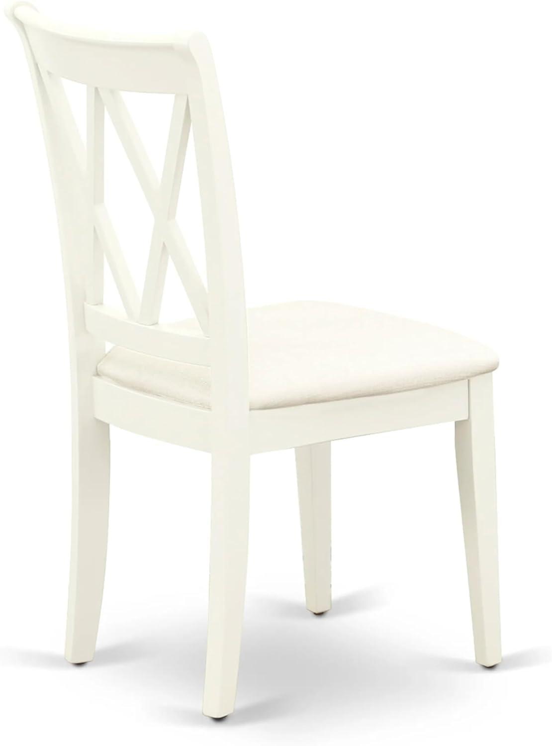 East West Furniture Antique 3-piece Double X-Back Chair and Table Set in White