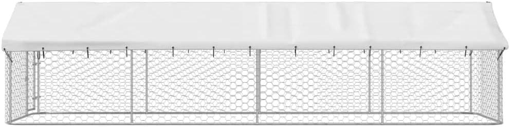 VidaXL 59.1'' H Galvanized Steel Yard Kennel With Door