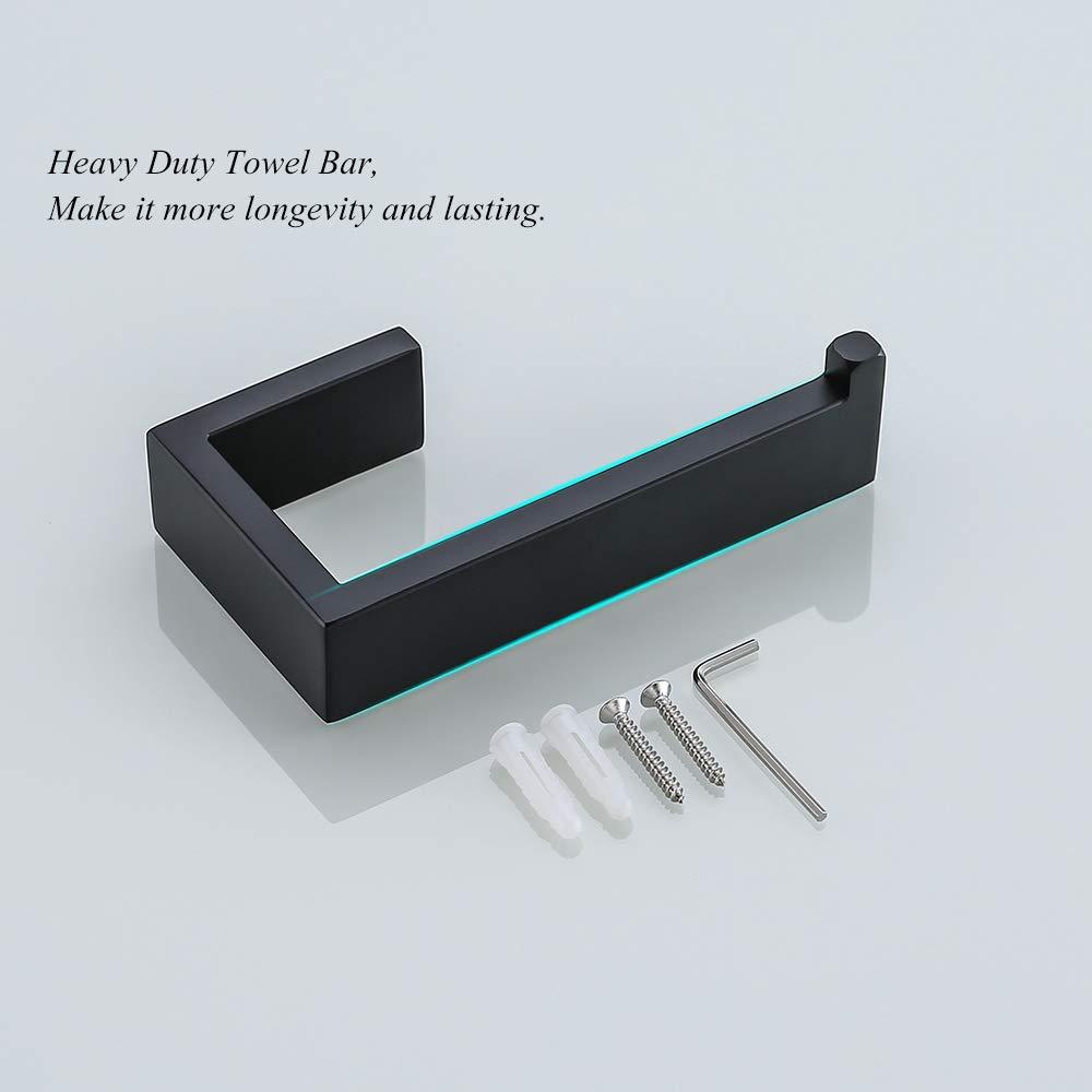 TNOMS Paper Roll Holder Matte Black Wall Mounted Stainless Steel Bathroom Rust Proof Toilet Tissue Holder,Q8002BK
