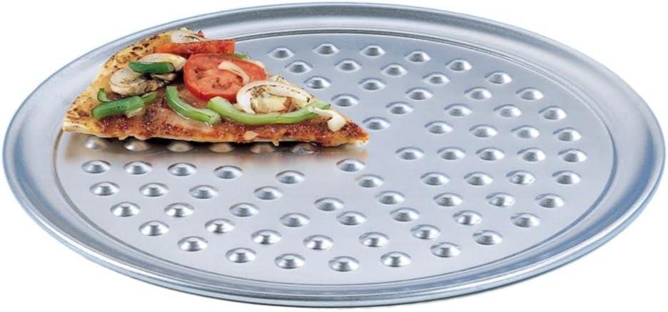 Wide Rim 14" Hard Coat Anodized Aluminum Pizza Pan with Nibs