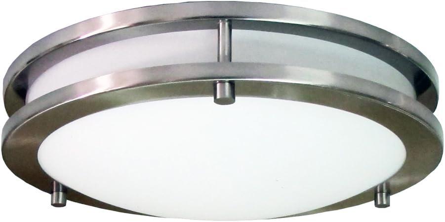 Saturn 12" Brushed Nickel Flush Mount Light with Frosted Glass