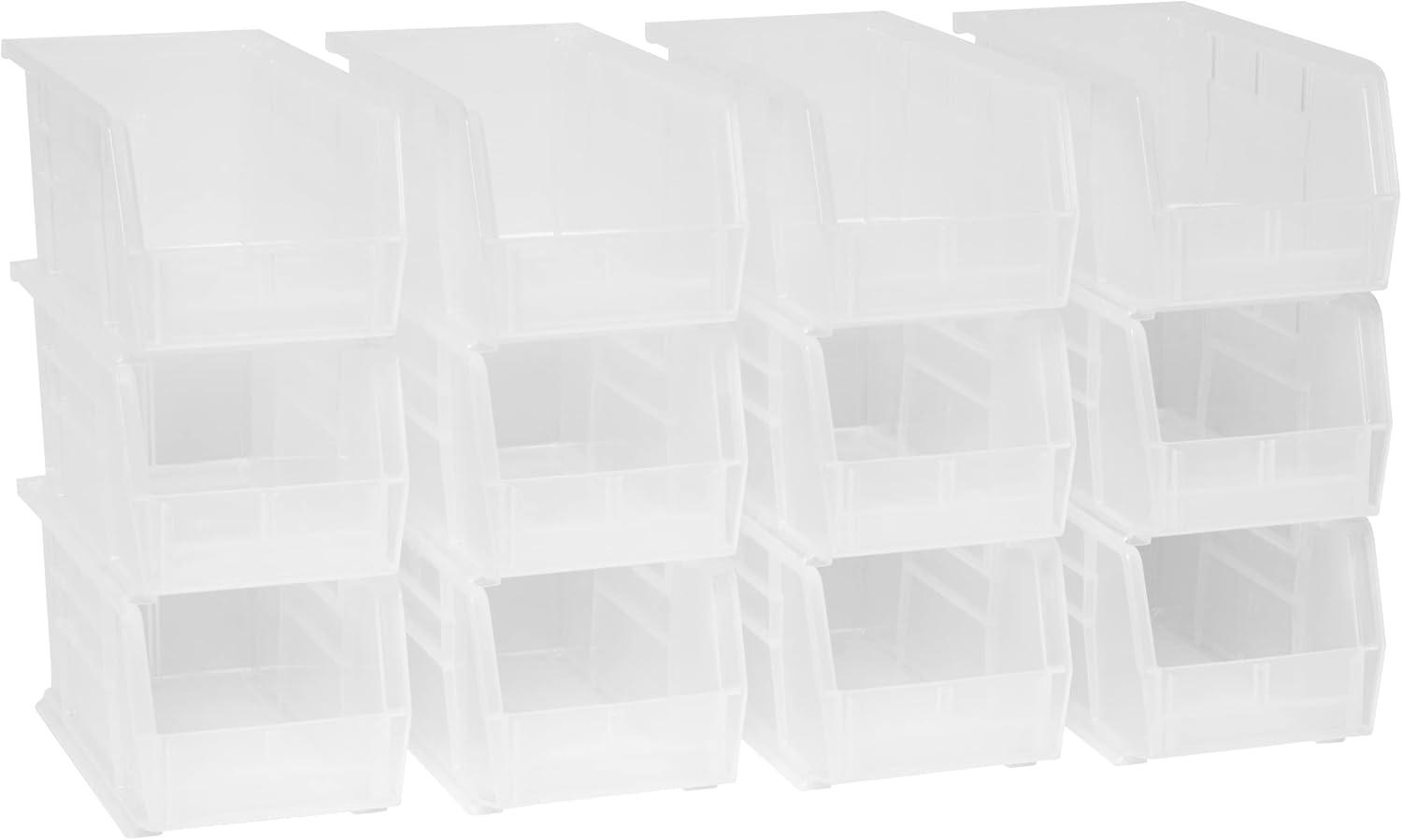 Akro-Mils Stackable Storage Bins, AkroBins 30230 Stacking Organizer, 11"x5"x5", Clear, 12-Pack