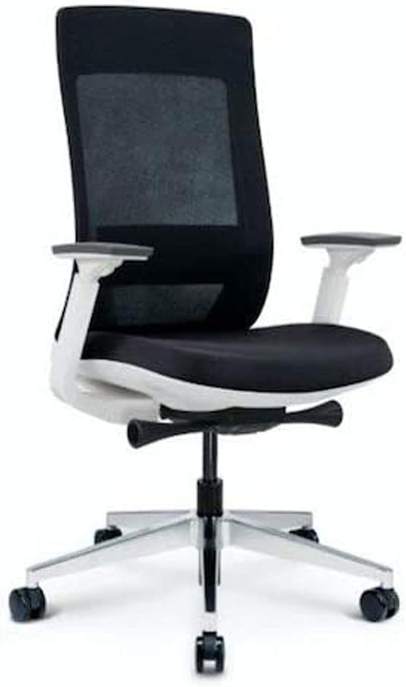 Elevate White Frame Black Mesh Executive Swivel Office Chair