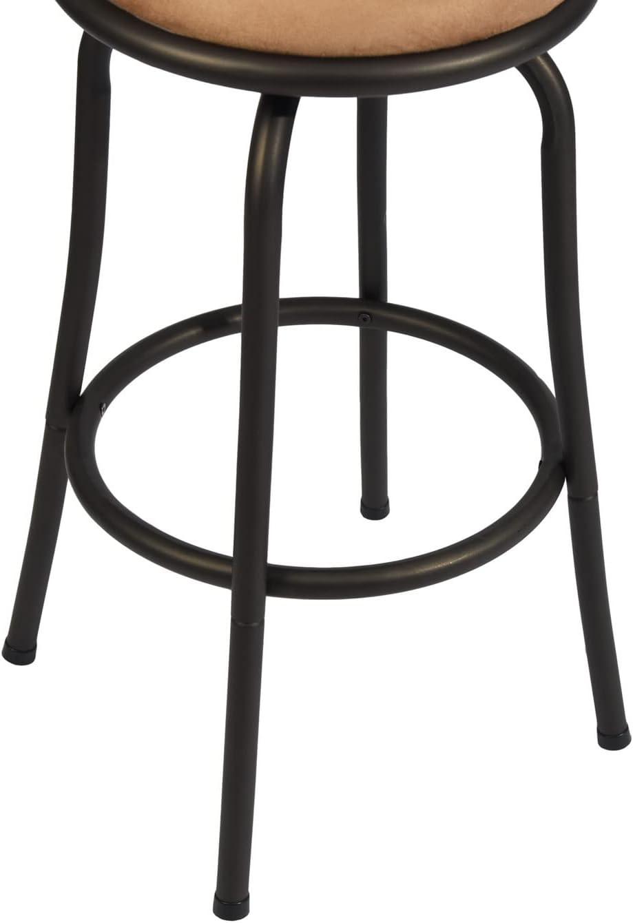 Camel Brown Metal Swivel Bar Stool with Microsuede Seat