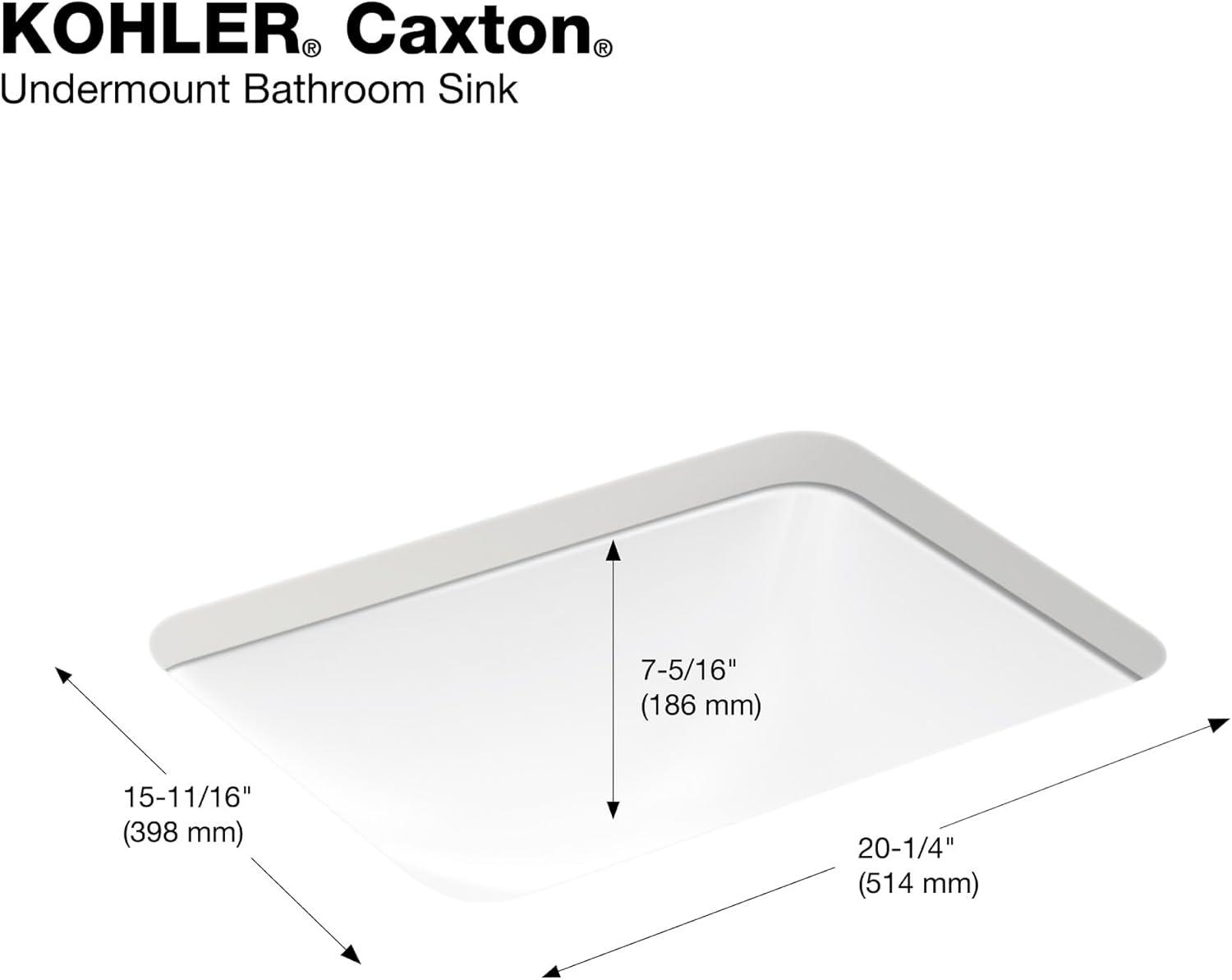 Caxton™ Kohler Rectangle 20-1/4" Undermount Bathroom Sink with Overflow