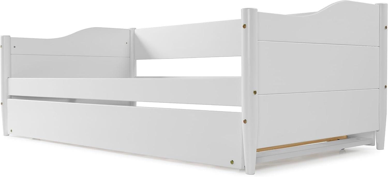 Mid Century Classic Twin Size Day Bed with Trundle White Finish
