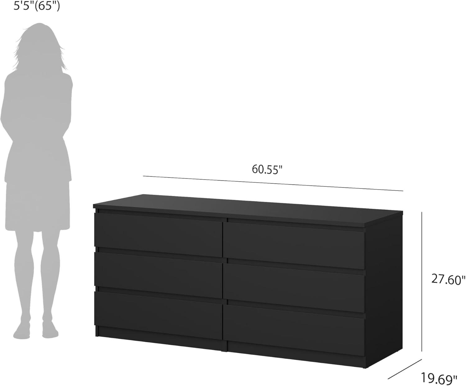 Tvilum,Scottsdale 6 Drawer Double Dresser, Black Matte