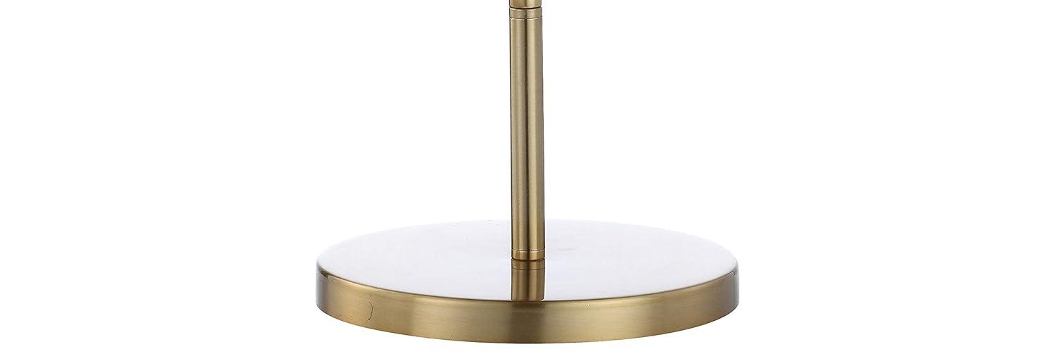Art Deco-Inspired 17.5" Brass-Gold Globe LED Table Lamp with Frosted Glass