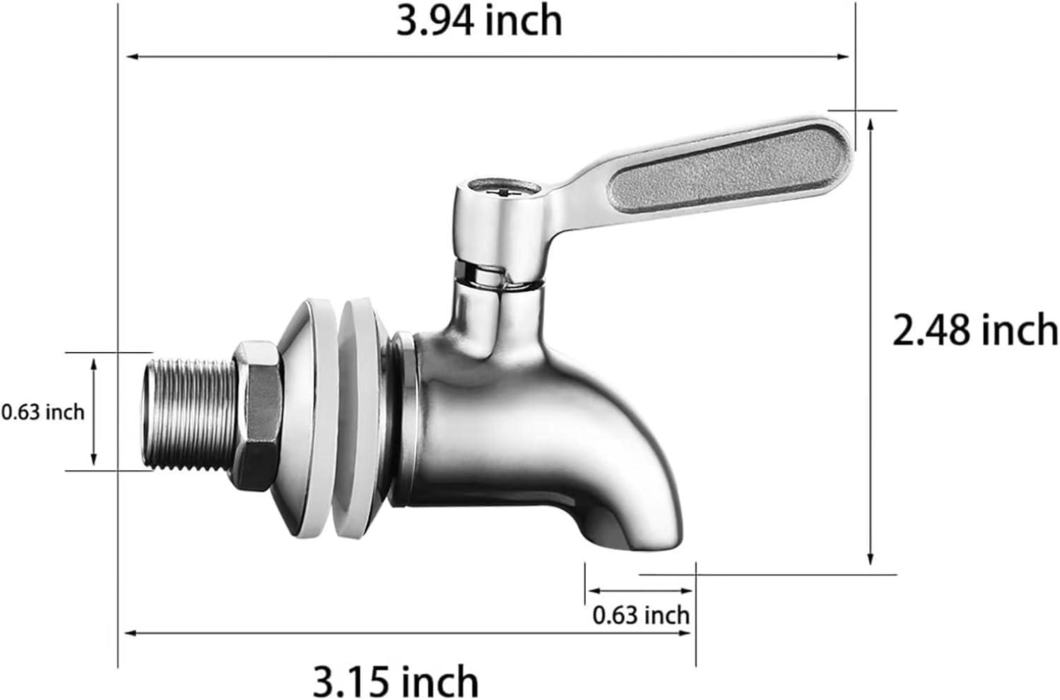 Polished Stainless Steel Beverage Dispenser Replacement Spigot Set