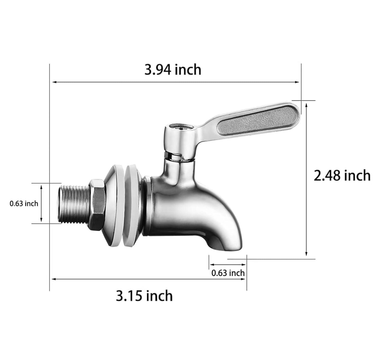 Polished Stainless Steel Beverage Dispenser Replacement Spigot Set
