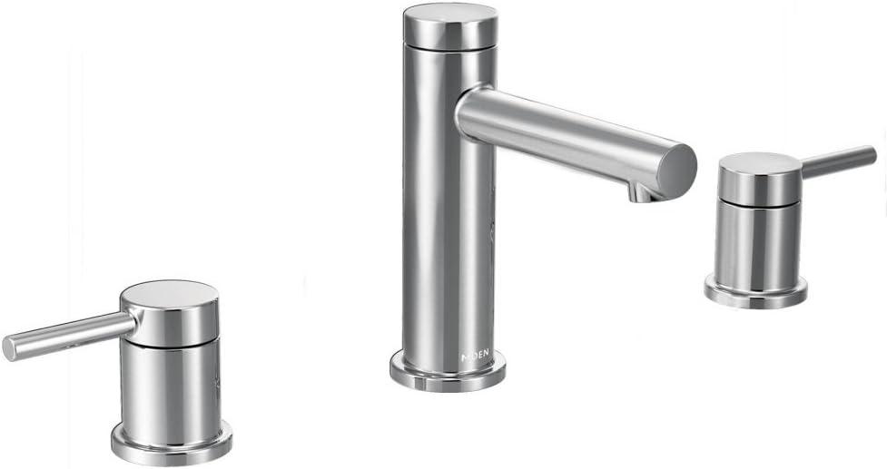 Chrome Modern Widespread Bathroom Faucet with Metal Handles