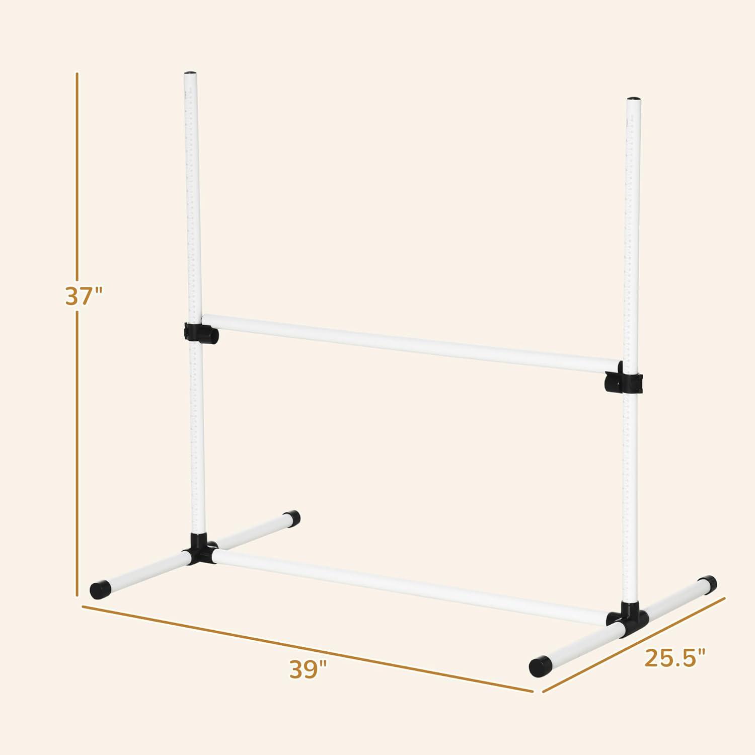 Adjustable Height White Dog Agility Training Kit with Carry Bag