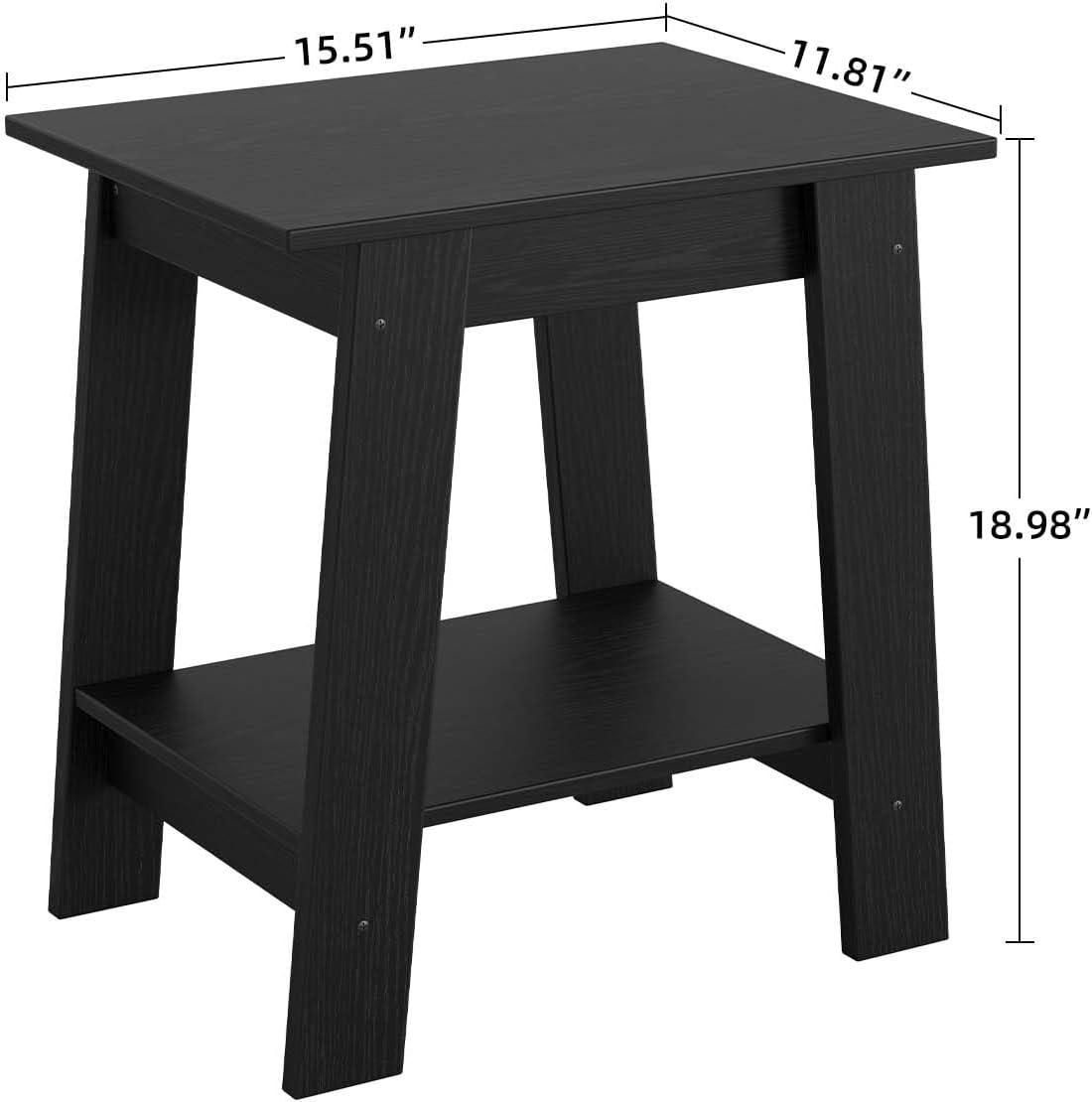Nasitip 2-Tier End Table, Small Side Table, Nightstand with Storage Shelf, Narrow Side Table for Small Spaces(White)
