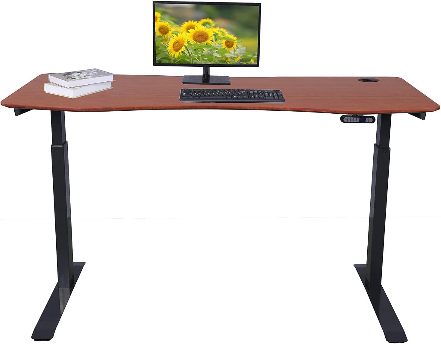 ApexDesk Elite Series 60" W Electric Height Adjustable Standing Desk (Bamboo Top, Black Frame)