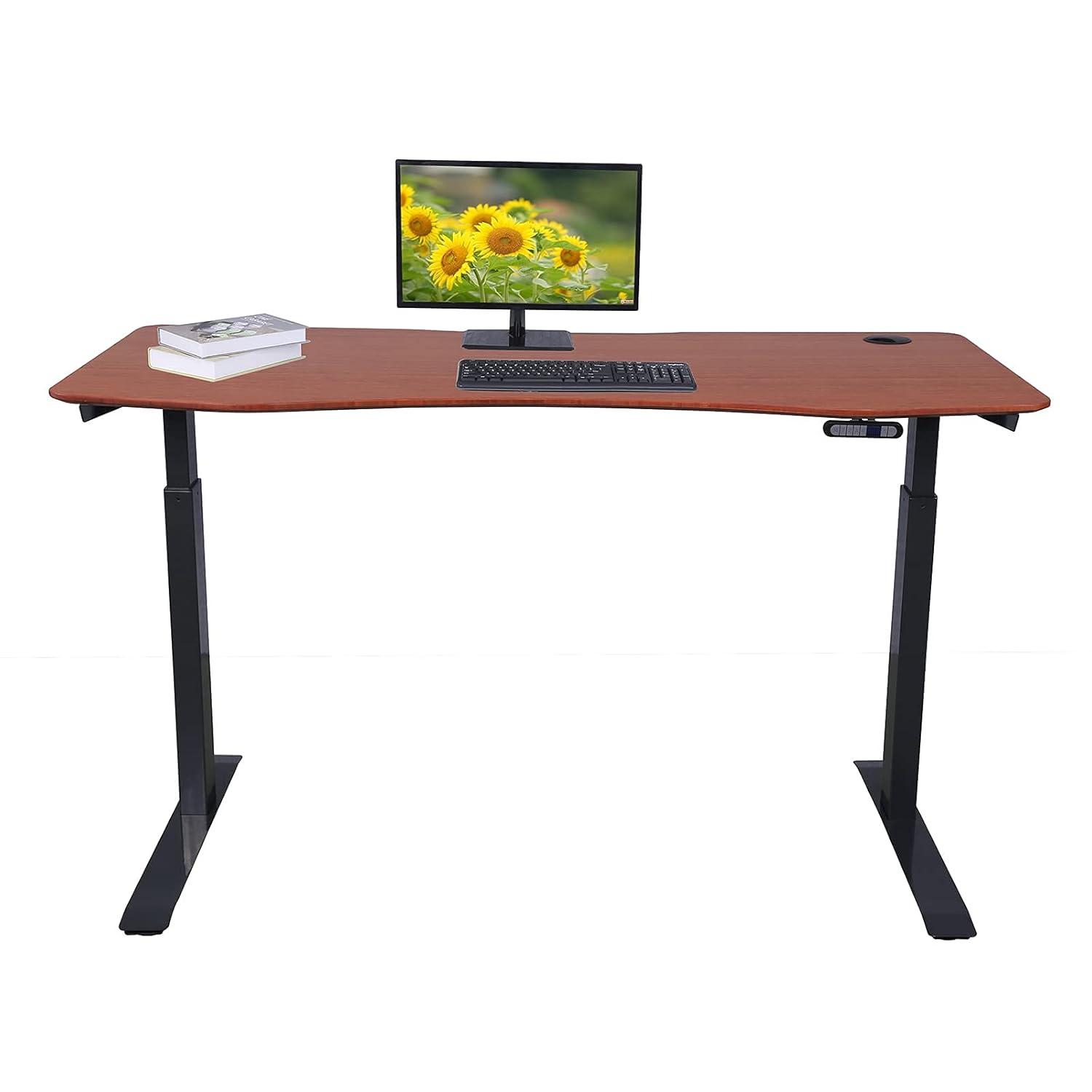 ApexDesk Elite Series 60" W Electric Height Adjustable Standing Desk (Bamboo Top, Black Frame)