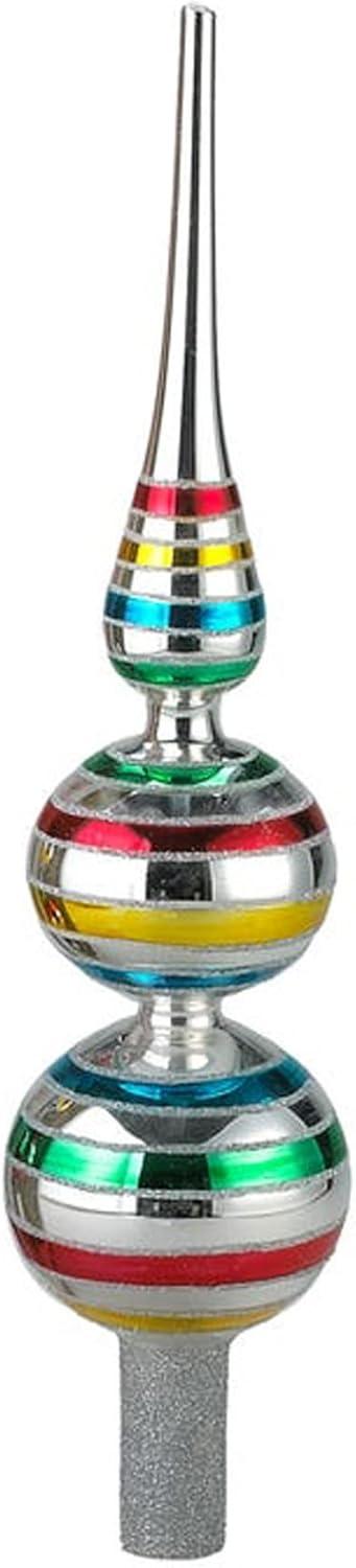 Multicolor Glass 13-Inch 3-Tier Finial Tree Topper