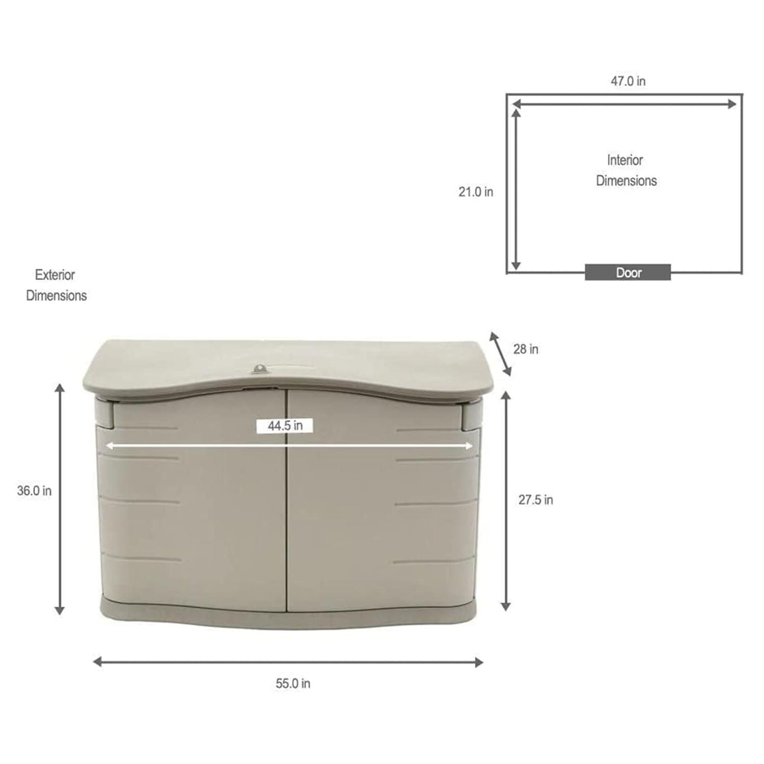 Rubbermaid 4 ft. W x 2 ft. D Plastic Horizontal Garbage Shed