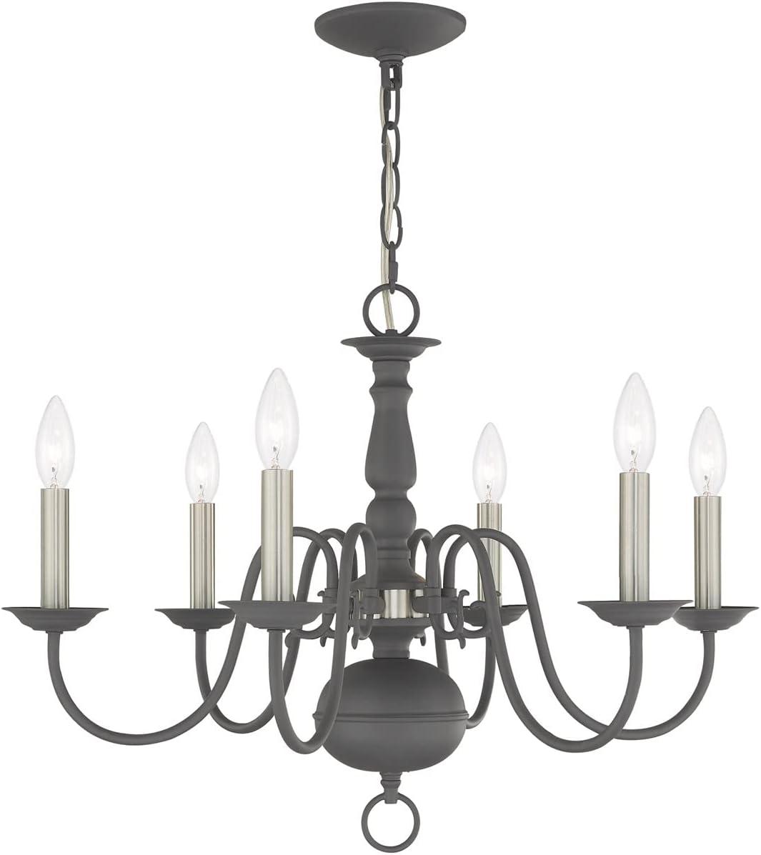 Livex Lighting Williamsburgh 6 - Light Chandelier in  Scandinavian Gray