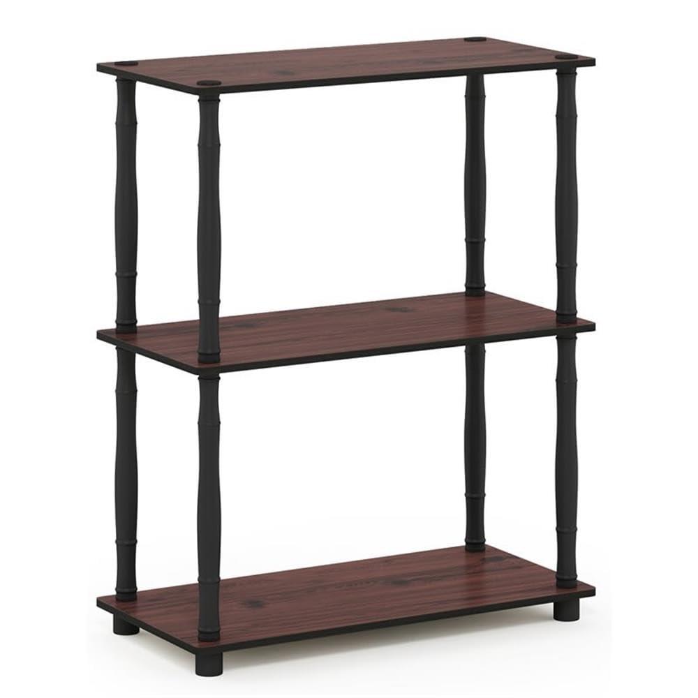 Furinno Durable 23.6"W x 11.6"D x 29.5"H 3-Shelf Freestanding Shelving Unit, Dark Cherry and Black