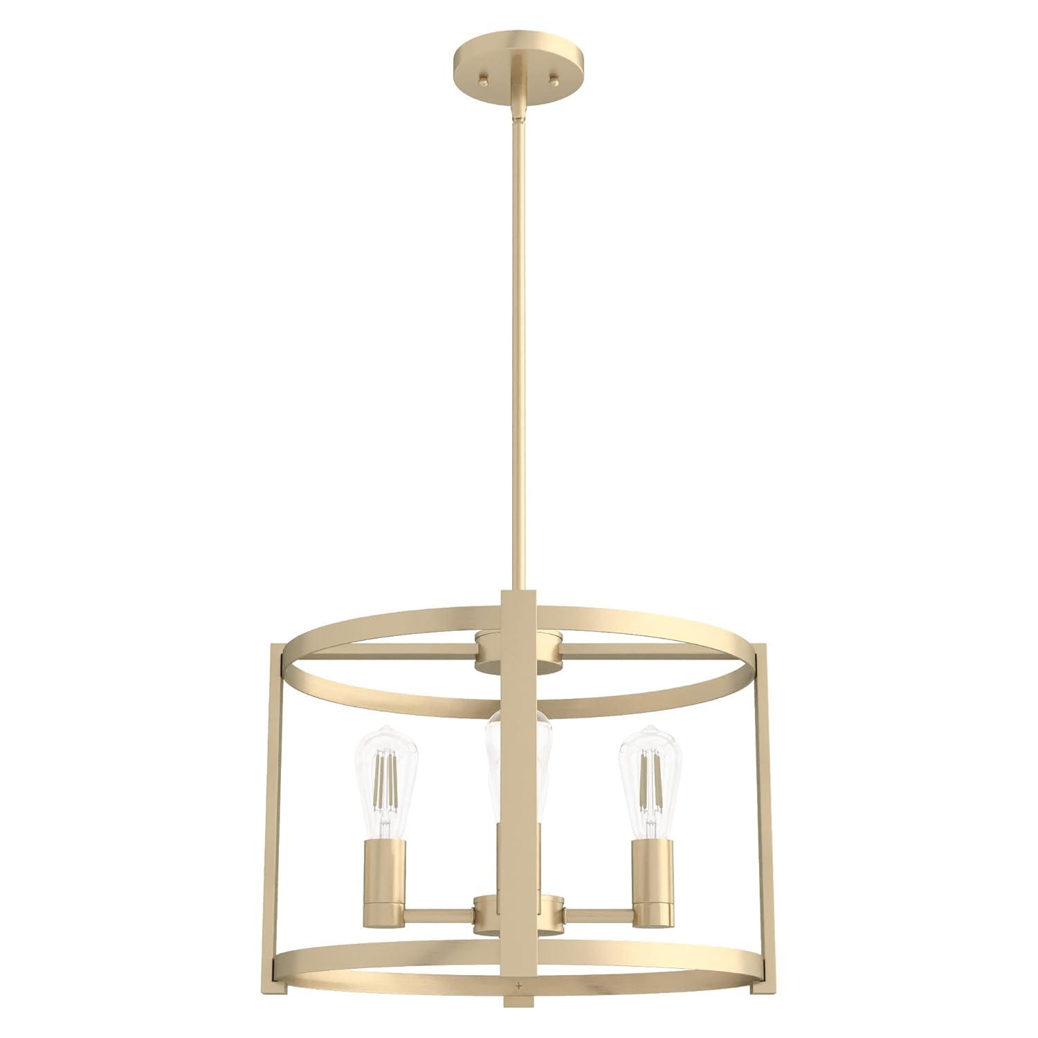 Hunter - Astwood 4-light Alturas Gold, Medium Size Chandelier, Dimmable, Caged Style, Drum Shaped, for Bedrooms, Kitchens, Dining, Living Rooms - 19958