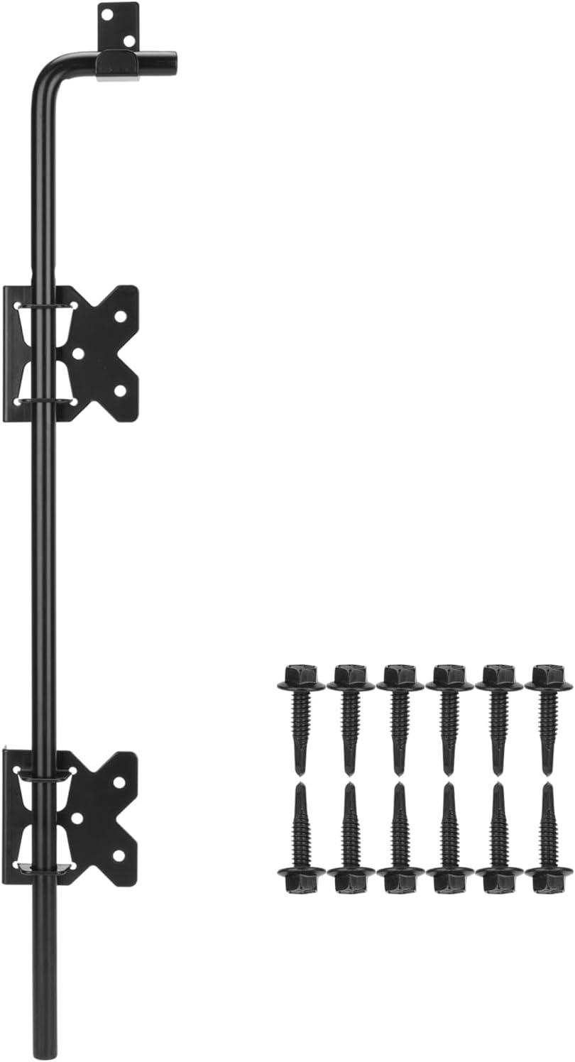 18" Black Metal Gate Cane Bolt with Fasteners