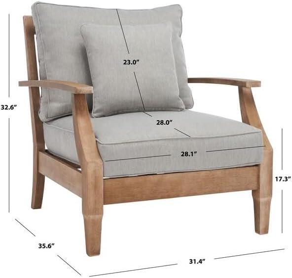 Safavieh Couture Martinique Coastal Eucalyptus Wood Solid Print Armchair, Natural / Beige