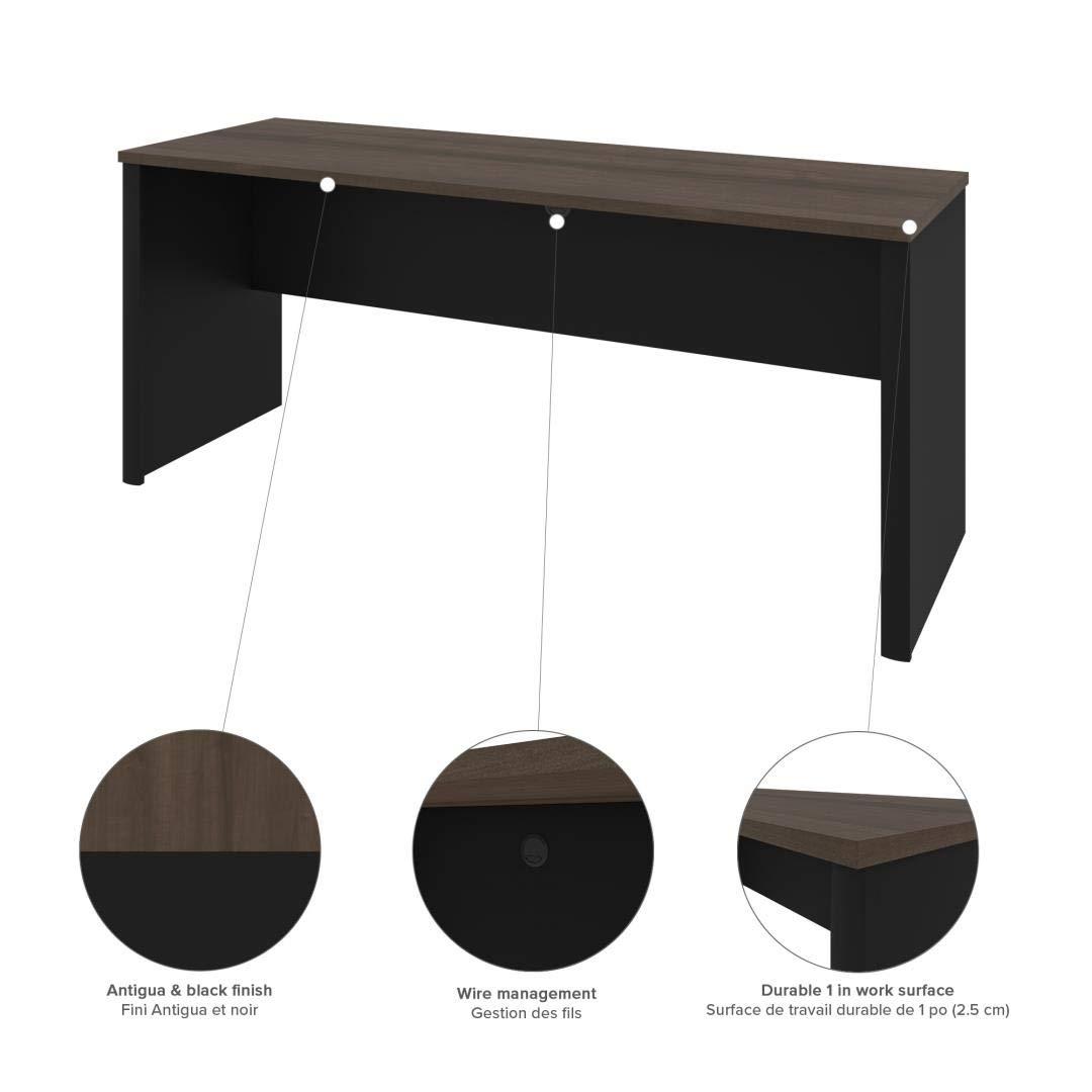 Bestar Connexion 5 Piece L Shaped Computer Desk with Hutch in Antigua and Black