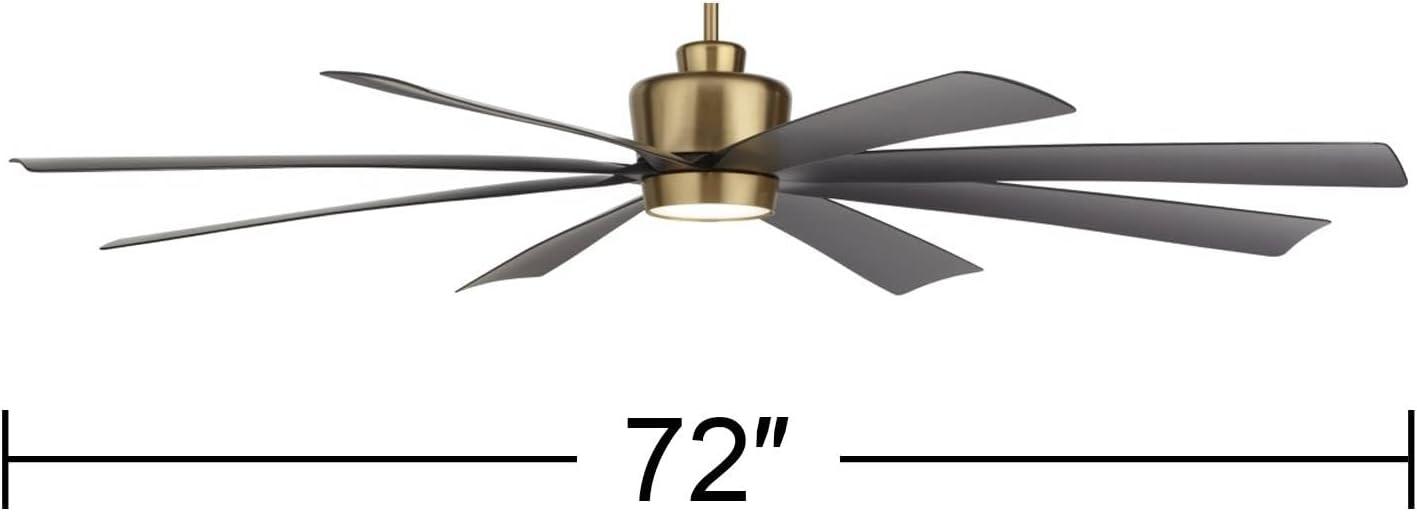 72'' Antique Brass and Black 8-Blade LED Ceiling Fan with Remote