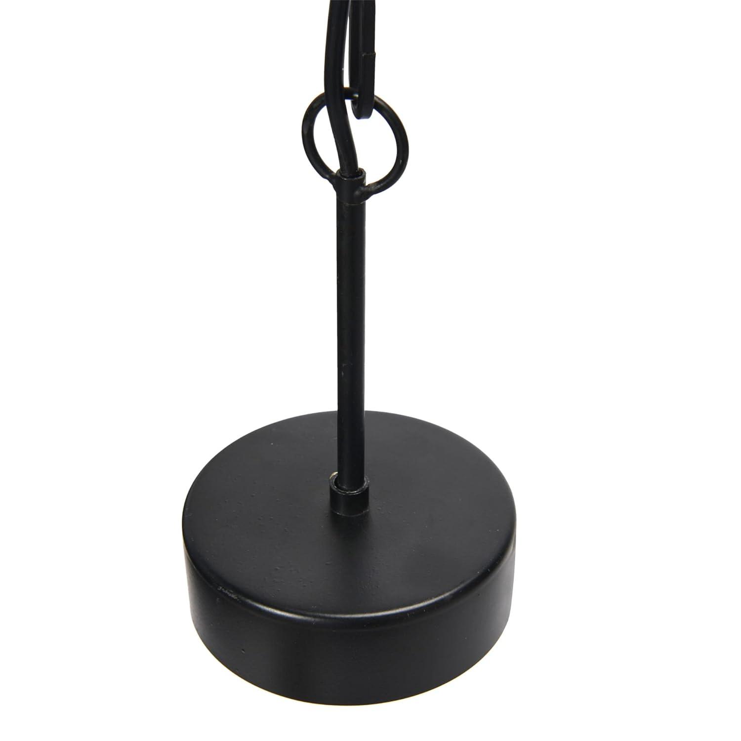 Creative Co-Op Geometric Wood and Metal Ceiling Light, Black