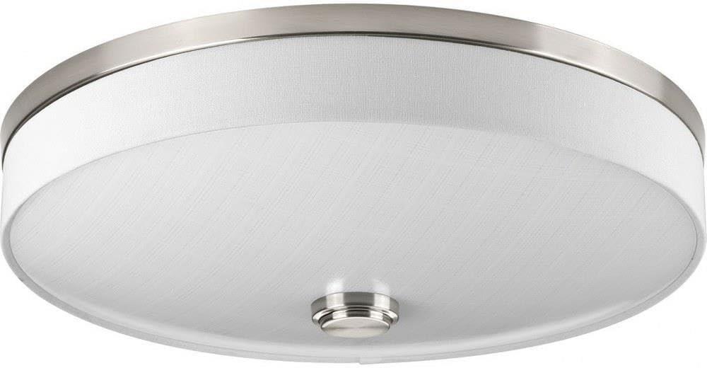 Weaver 16" Brushed Nickel LED Flush Mount with Linen Drum Shade