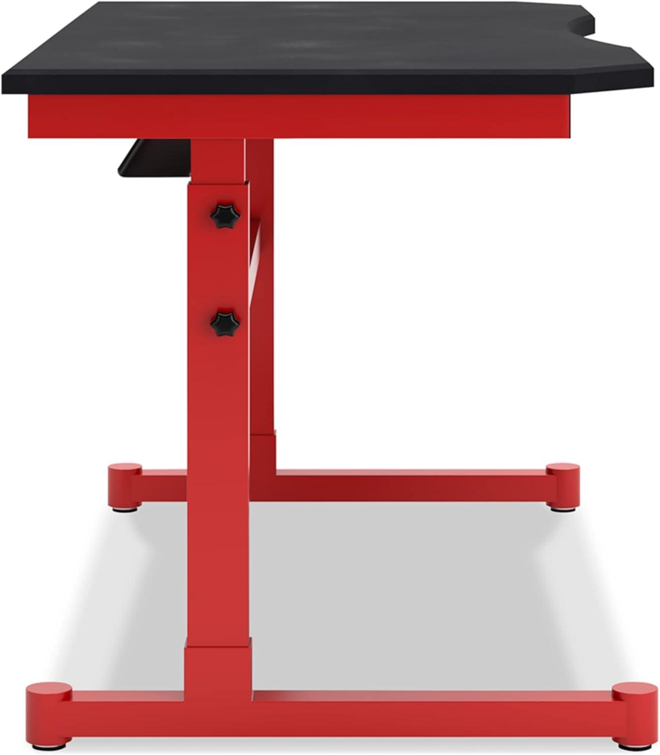 Red and Black Adjustable Height Gaming Desk with Power Outlet