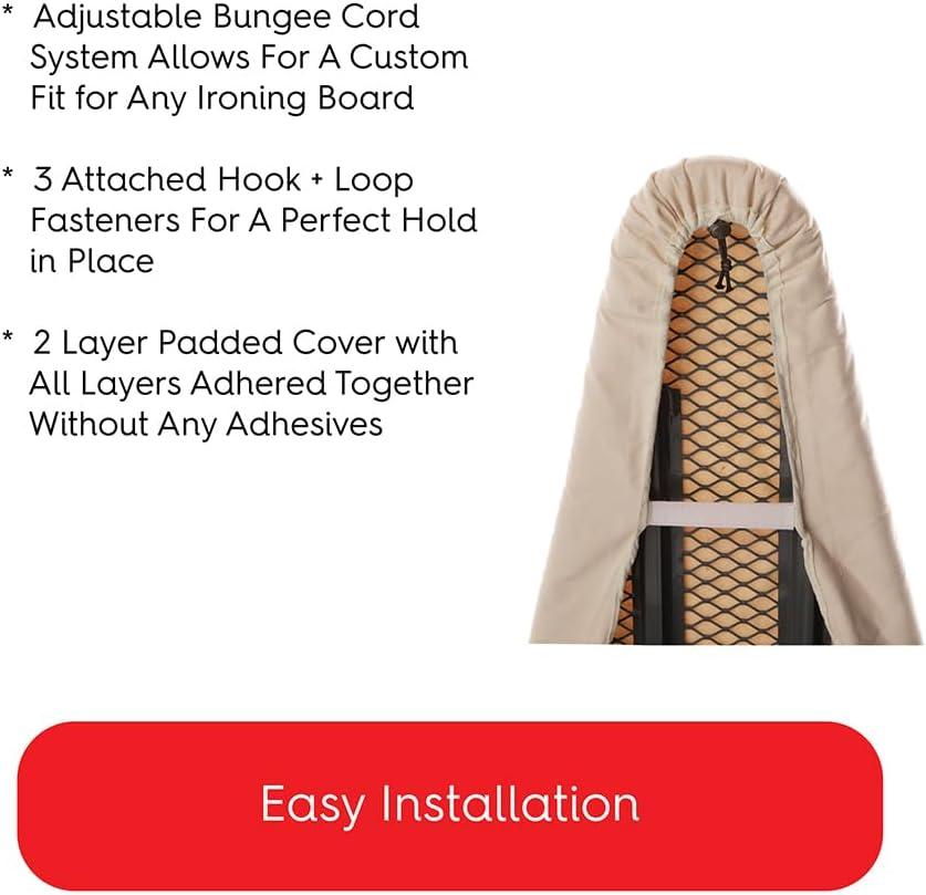 Eco-Friendly Beige Cotton and Wool Ironing Board Cover 19 x 55
