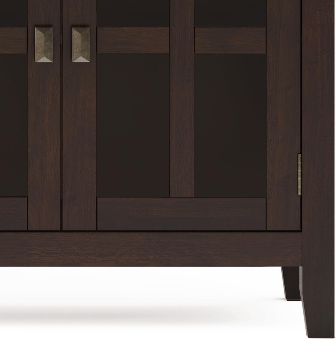 Artisan SOLID WOOD 60" WD Transitional 4Door Sideboard Buffet in Chestnut Brown