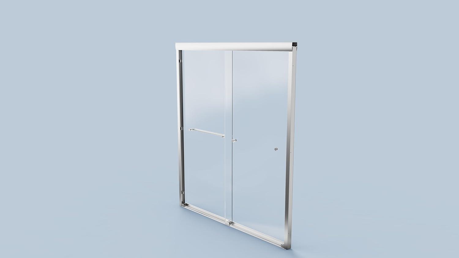 68-72" W x 76" L Frameless Double Sliding Shower Door - Soft-Close Feature, Brushed Nickel, 3/8" (10mm) Thick SGCC Tempered Glass Door with Explosion-Proof Film
