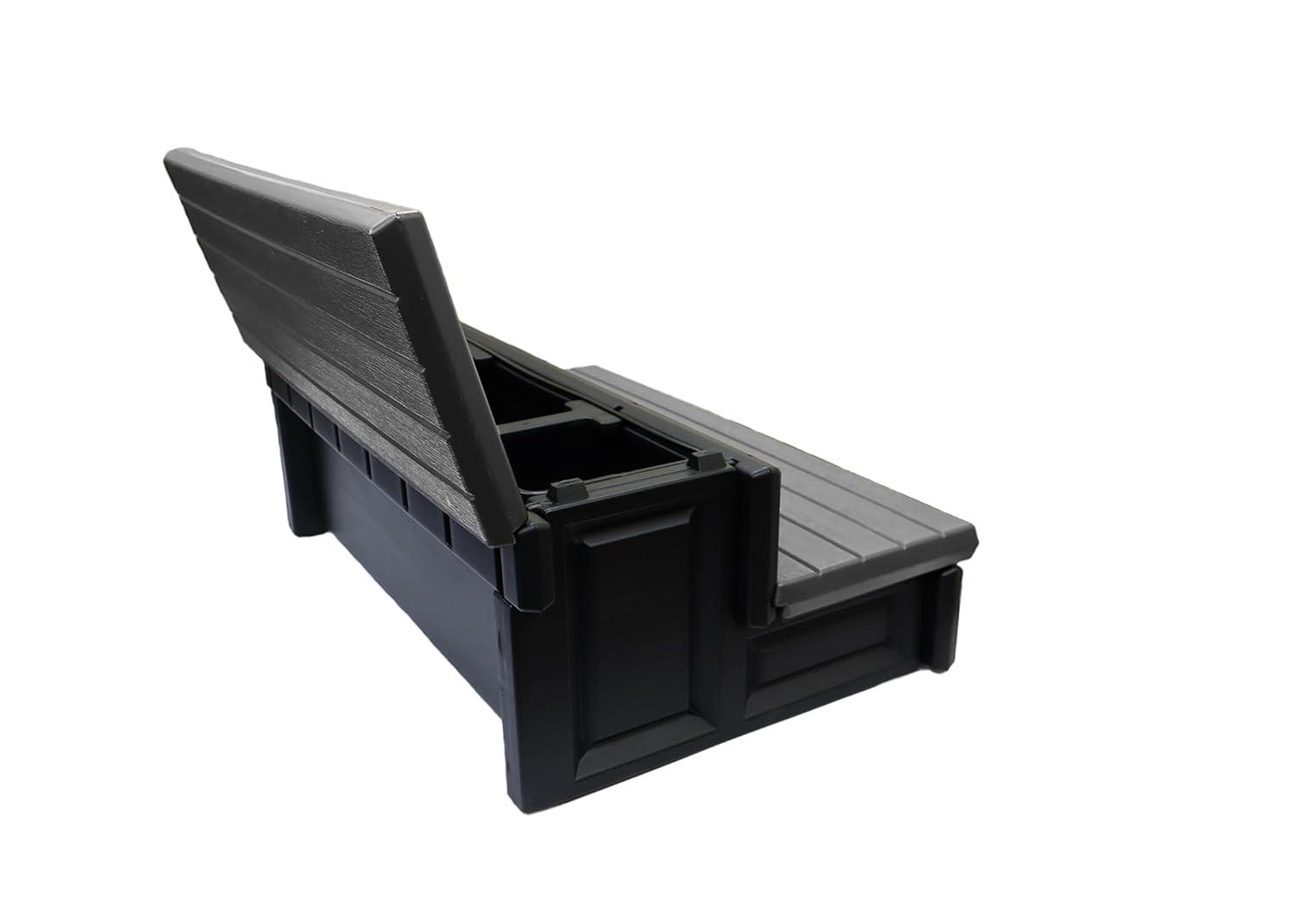 Confer Plastics Leisure Accents Durable Multi-Functional Outdoor Spa and Hot Tub Storage Step with Removable Compartment, Deep Gray