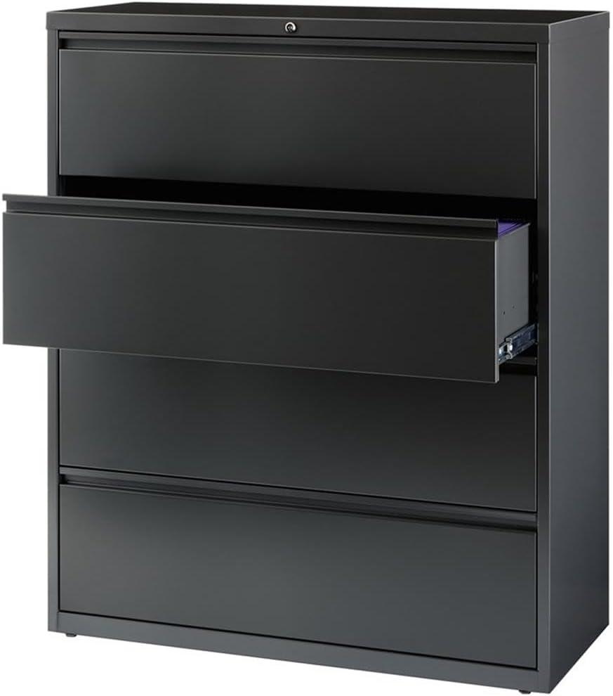 Charcoal 4 Drawer Lockable Fire Resistant Lateral File Cabinet