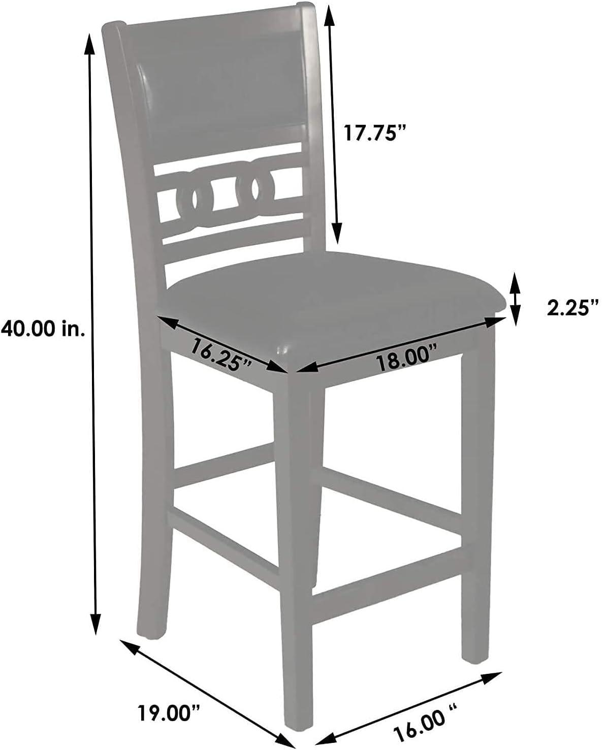 Gray Round Rubberwood Counter Height Dining Set with 4 Chairs