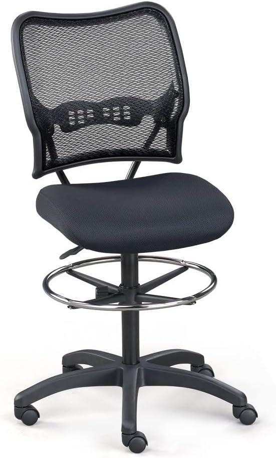 Deluxe AirGrid 360 Swivel Drafting Chair with Adjustable Footring in Black