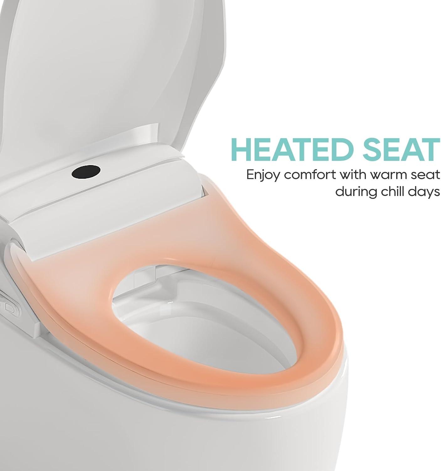 Plastic White Elongated Soft Close Heated Bidet Toilet Seat