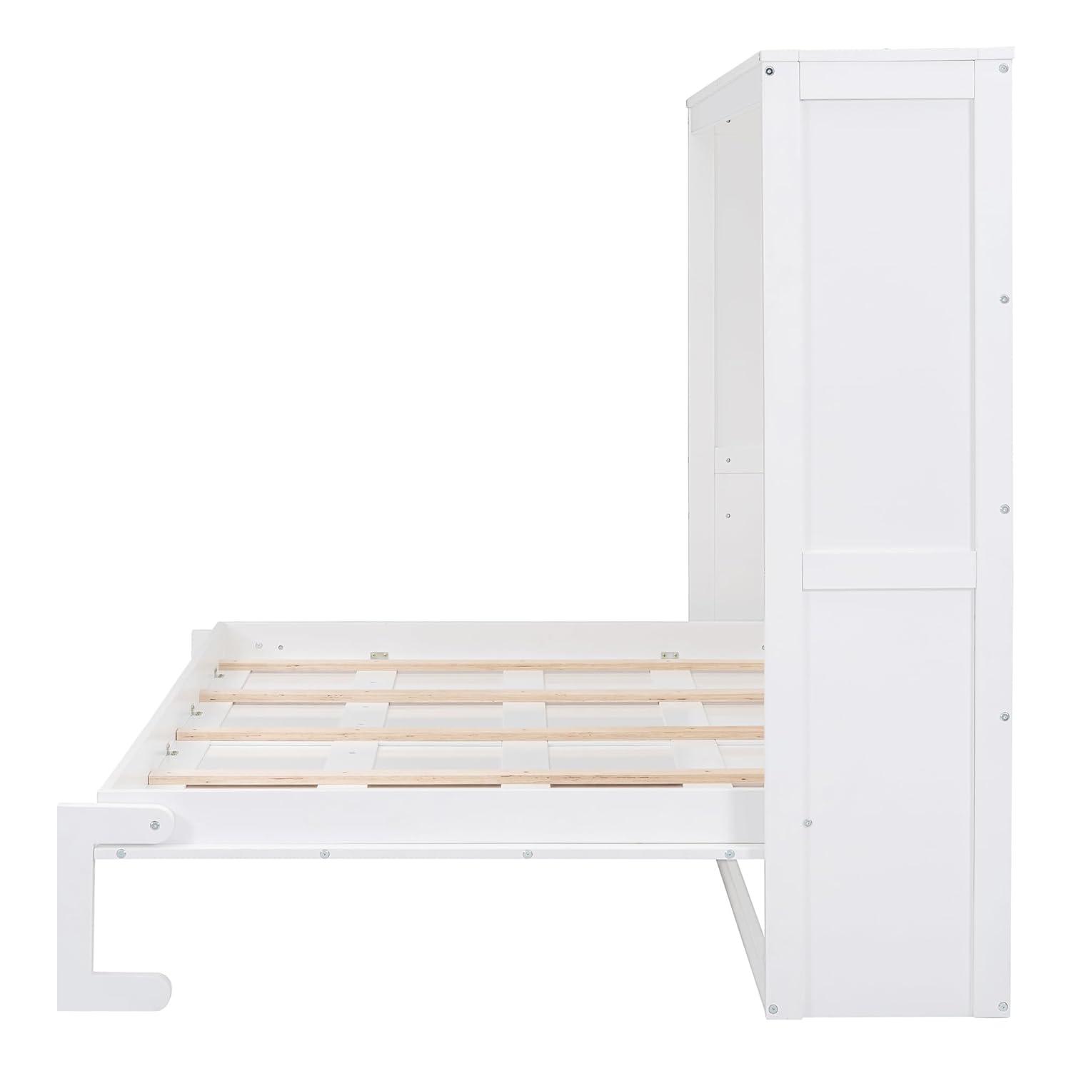 Queen Size Murphy Bed Wall Bed,Space-Saving Wall Bed for Multipurpose Rooms,Queen size murphy bed cabinet,Sleeping Arrangement for Multipurpose Area, Bedroom, Guest Room, or Living Room (White, Queen)