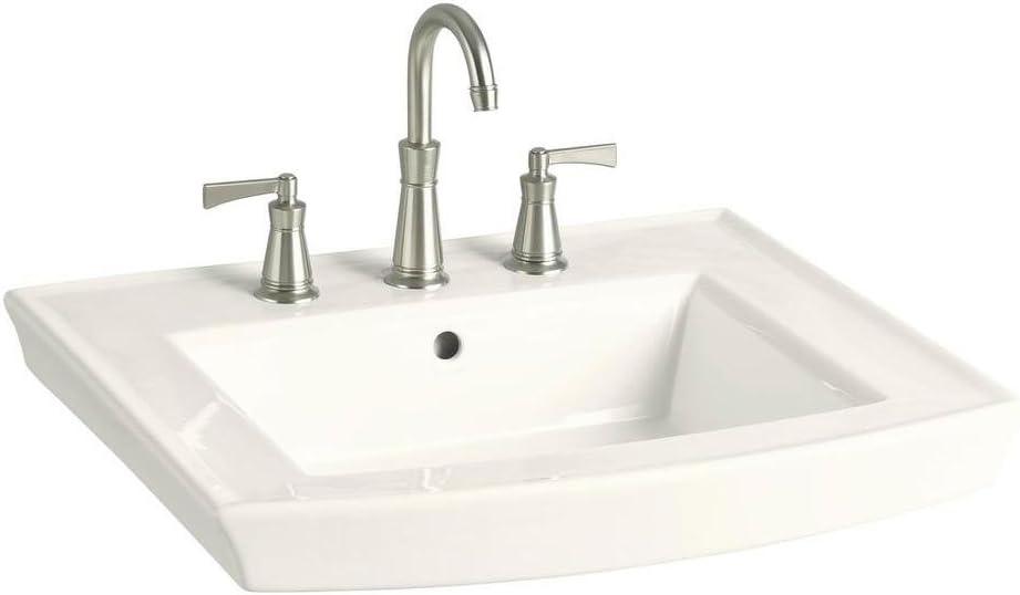 Archer® Vitreous China Rectangular Pedestal Bathroom Sink with Overflow